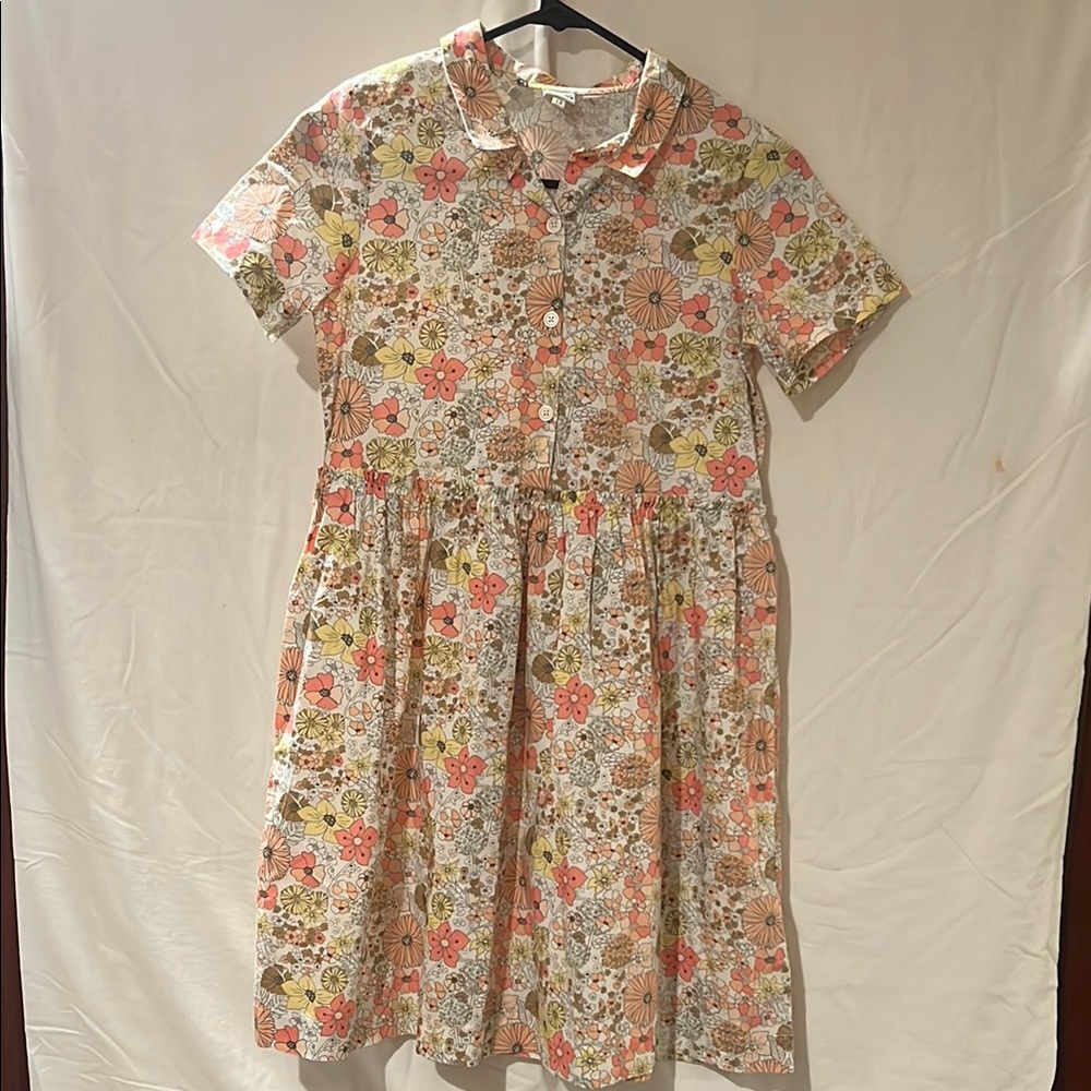 Bonton Floral Button-Front Dress in Pink, Yellow, Green bonpoint